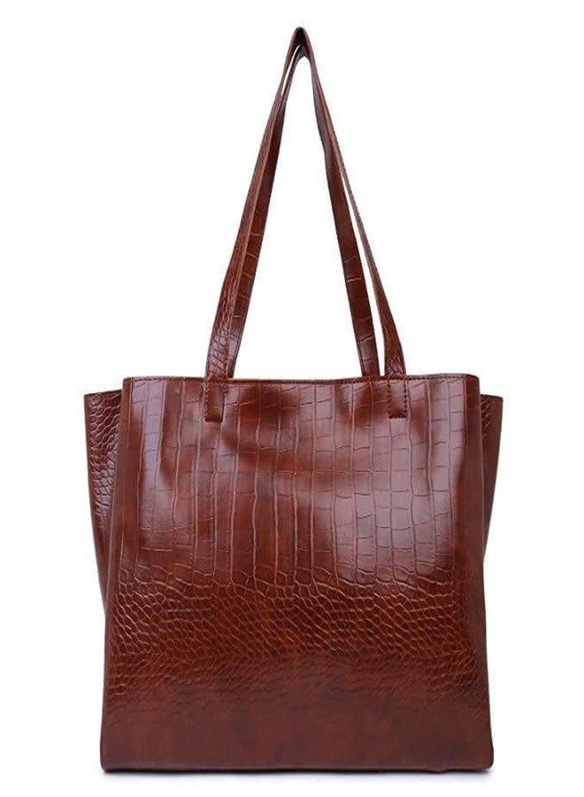 Daniel Clark حقائب يد جلدية أنيقة من دانيال كلارك للبنات والسيدات مع ربطة عنق جميلة | حقيبة كروس أنيقة | حقيبة يد واسعة بمقبض علوي | هدية مثالية للنساء | (بني) - Image 5